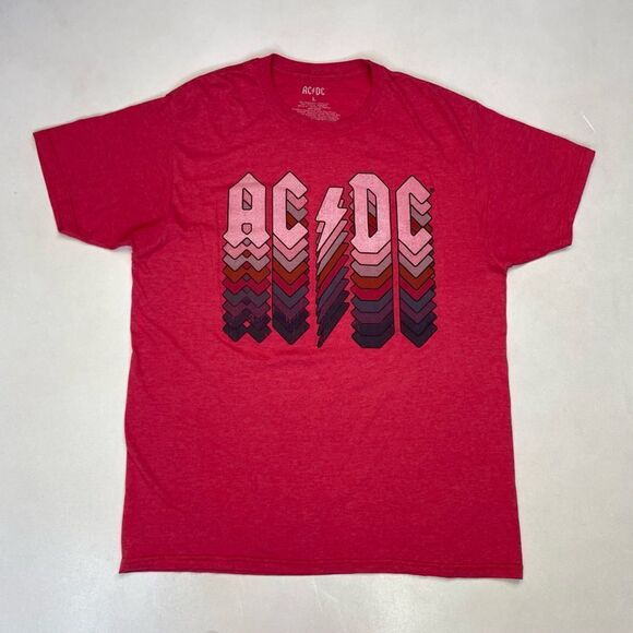 ACDC Graphic T-shirt Men Large Red Short Sleeve Music - Picture 1 of 5